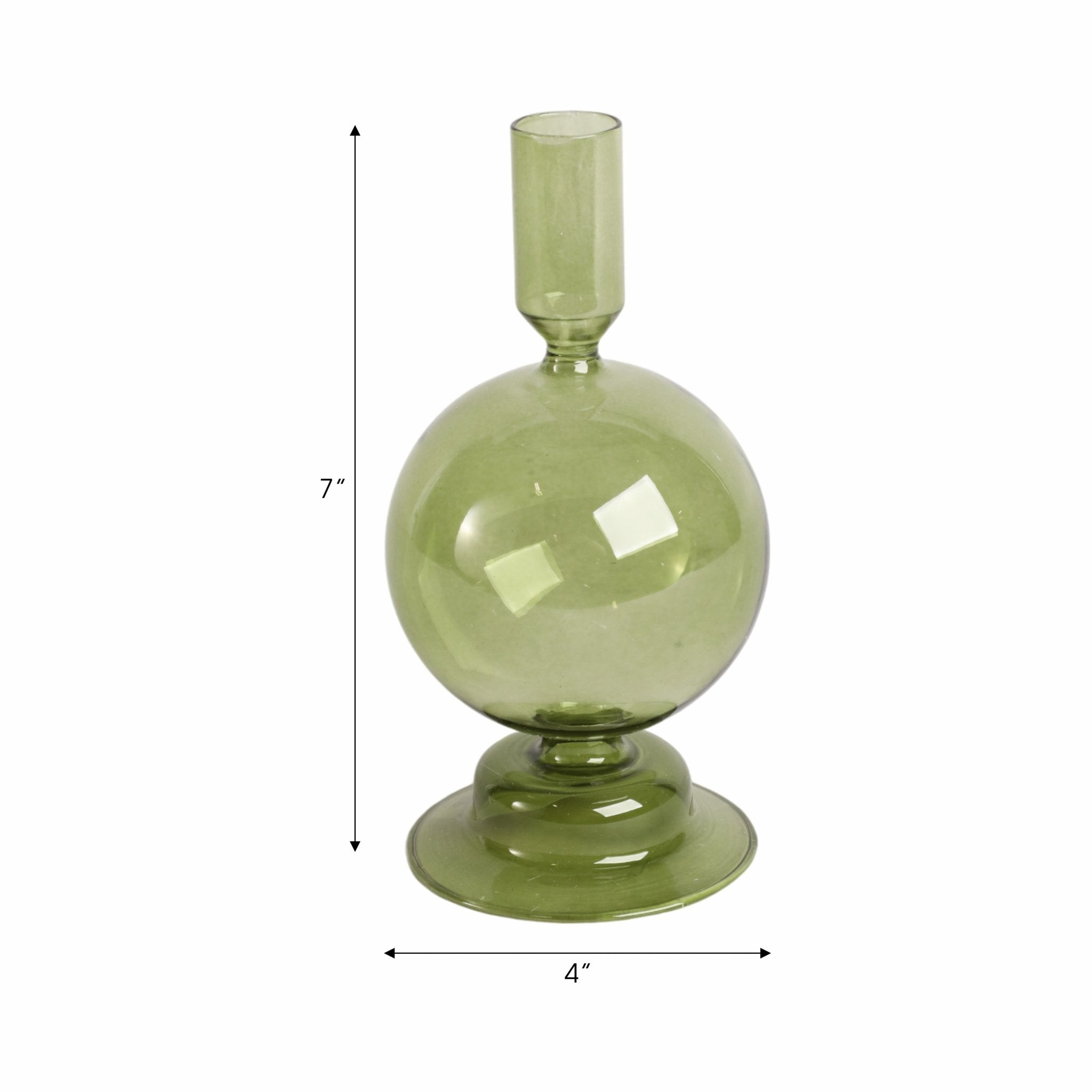 7" Glass Bubble Taper Candle Holder, Olive Candle Holders| Sagebrook Home