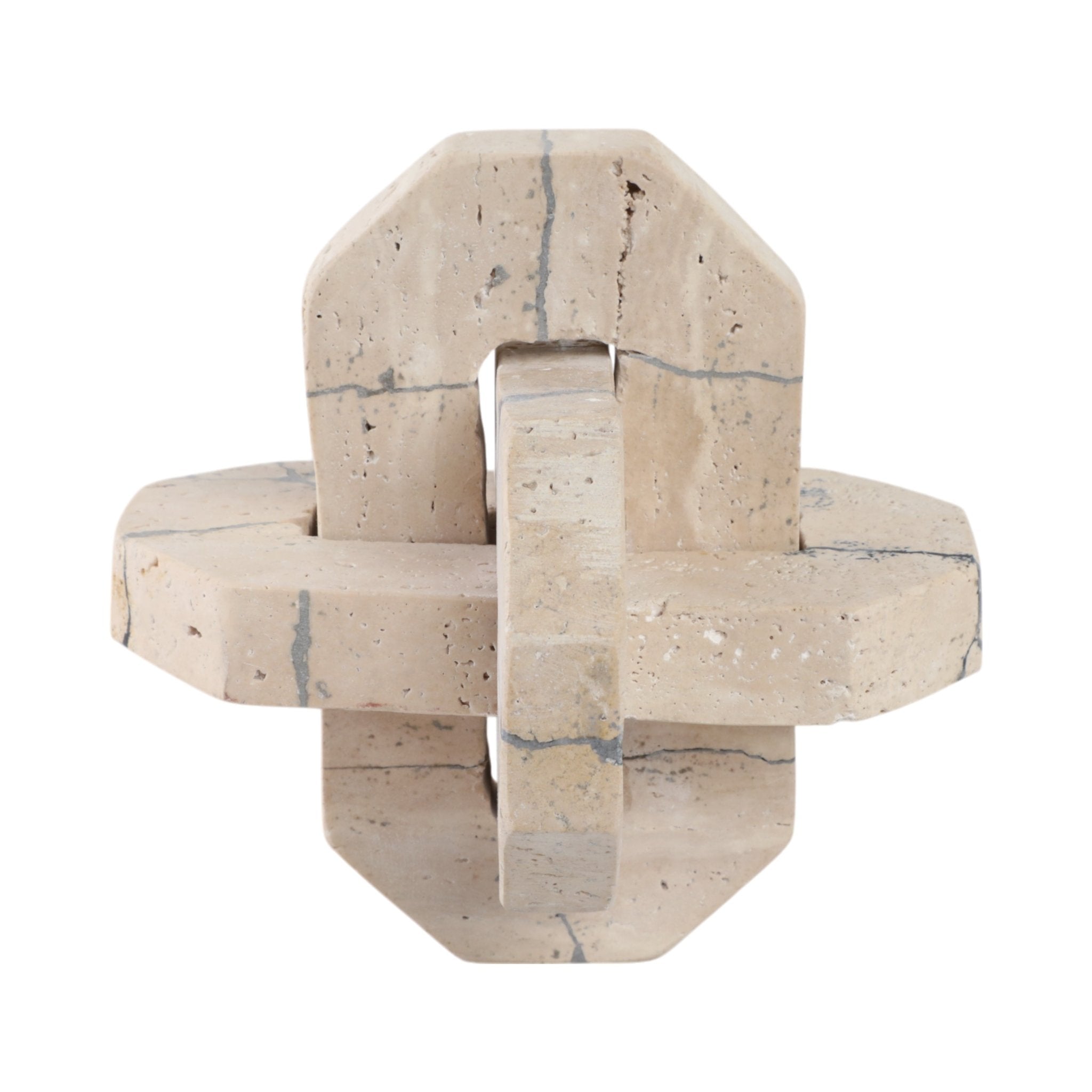 7" Gorda Medium Crackle Travertine Knot Table Decors| Sagebrook Home