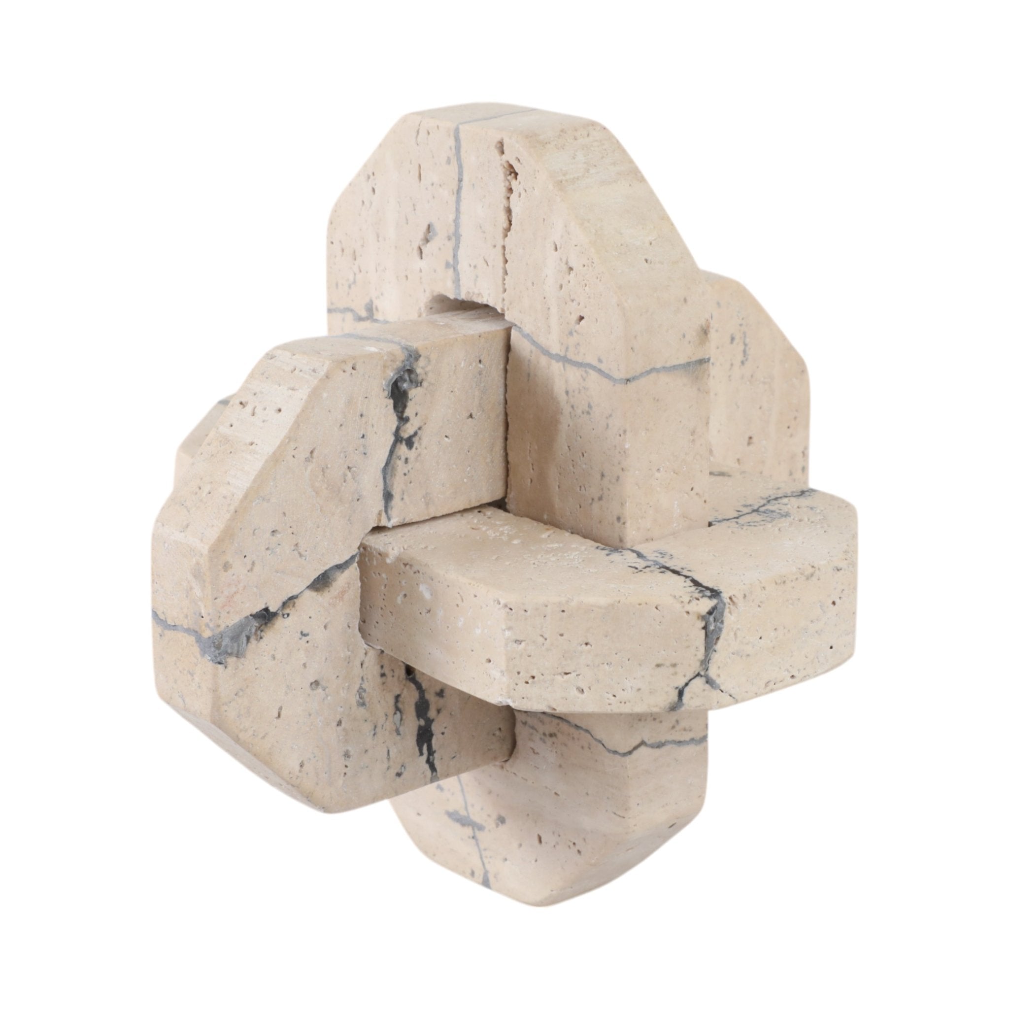 7" Gorda Medium Crackle Travertine Knot Table Decors| Sagebrook Home