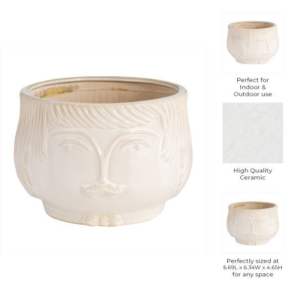 7" GRANDPA PLANTER, WHITE - Al Rugaib Furniture