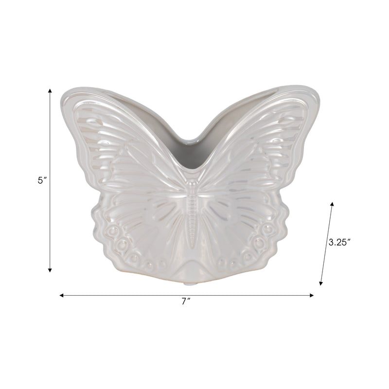 7" Iridescent Butterfly Planter, Ivory - Al Rugaib Furniture
