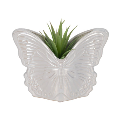 7" Iridescent Butterfly Planter, Ivory - Al Rugaib Furniture