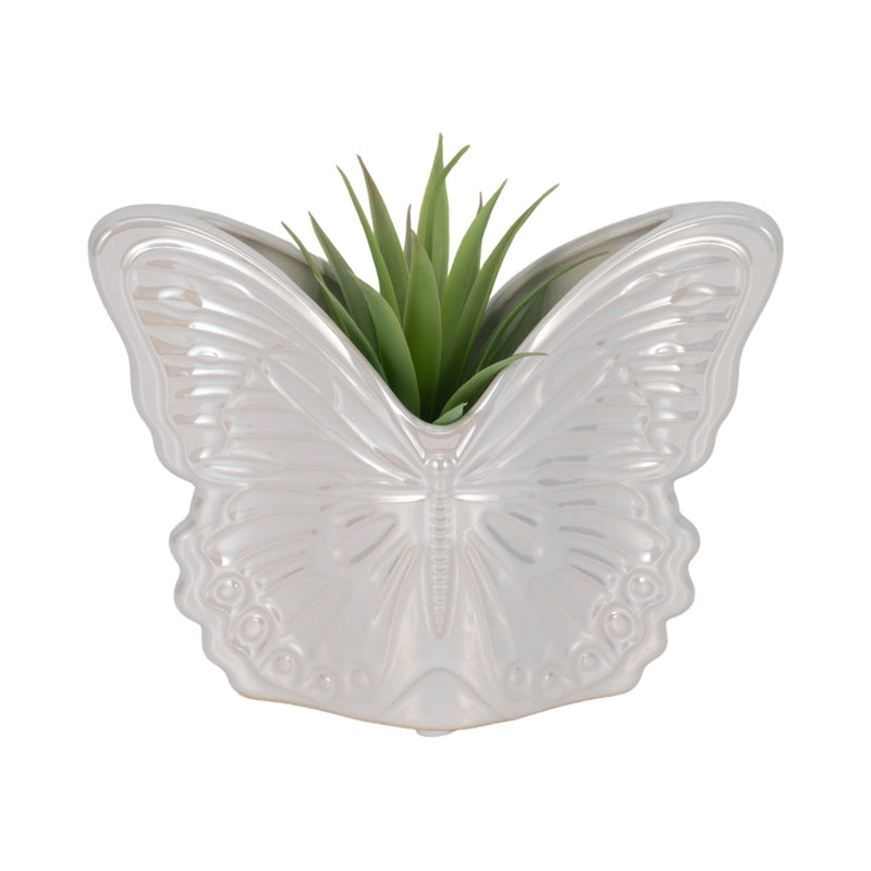 7" Iridescent Butterfly Planter, Ivory - Al Rugaib Furniture