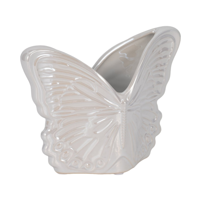 7" Iridescent Butterfly Planter, Ivory - Al Rugaib Furniture