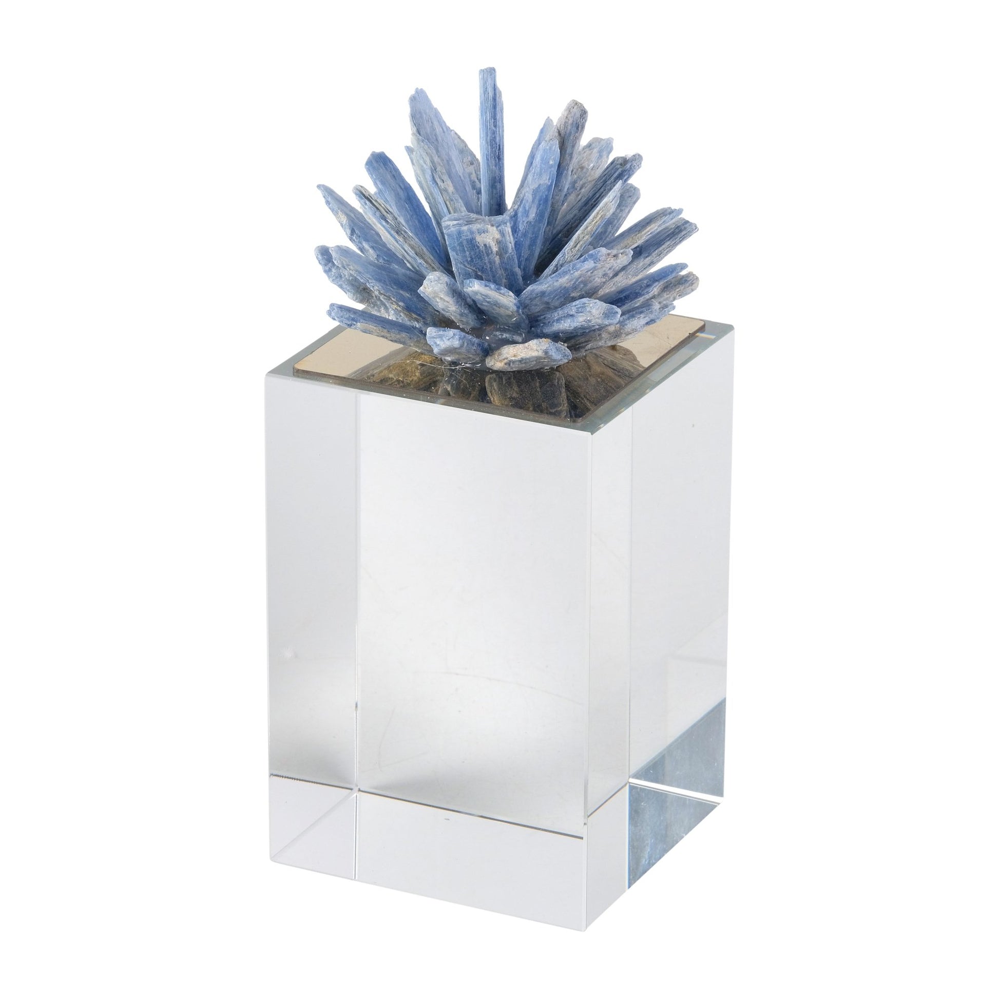 7" JULIA LARGE BLUE STONE CRYSTAL BLOCK Table Decors| Sagebrook Home