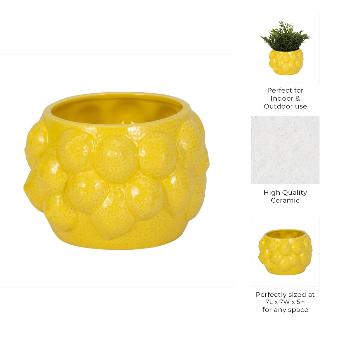 7" Lemons Flower Pot, Yellow Planter| Sagebrook Home