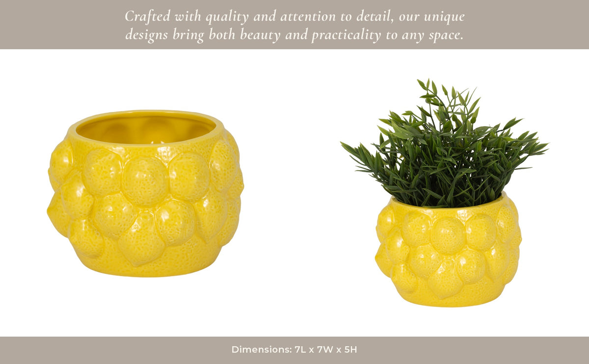 7" Lemons Flower Pot, Yellow Planter| Sagebrook Home