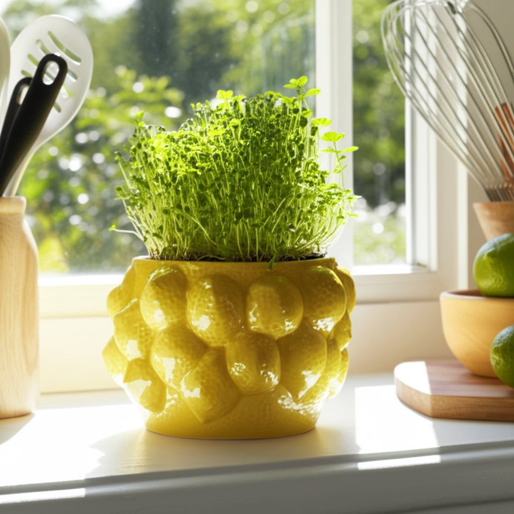 7" Lemons Flower Pot, Yellow Planter| Sagebrook Home