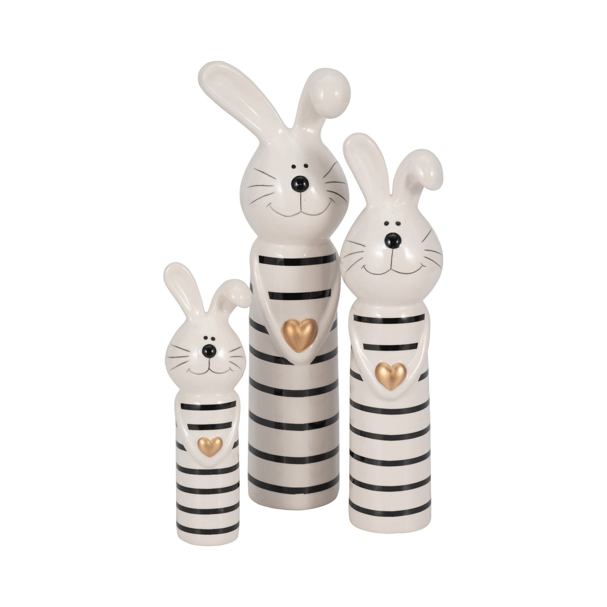 7" Lines Bunny With Gold Heart, White/black Table Decors| Sagebrook Home