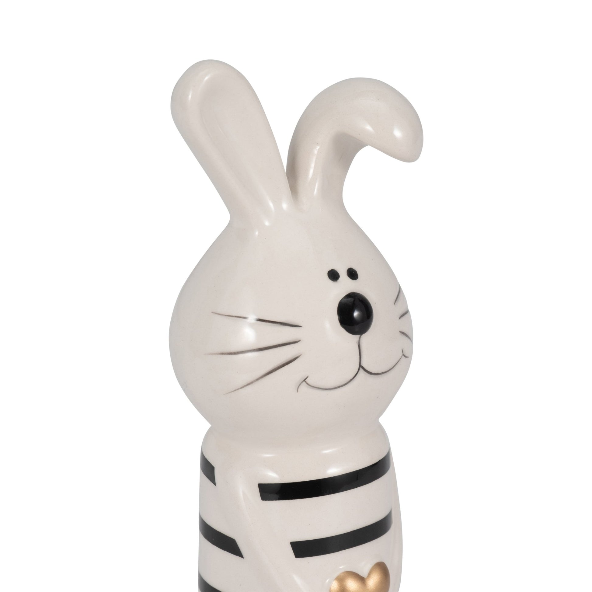 7" Lines Bunny With Gold Heart, White/black Table Decors| Sagebrook Home