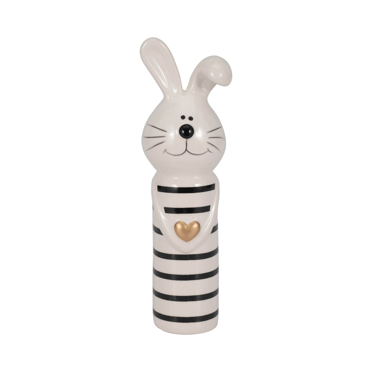 7" Lines Bunny With Gold Heart, White/black Table Decors| Sagebrook Home