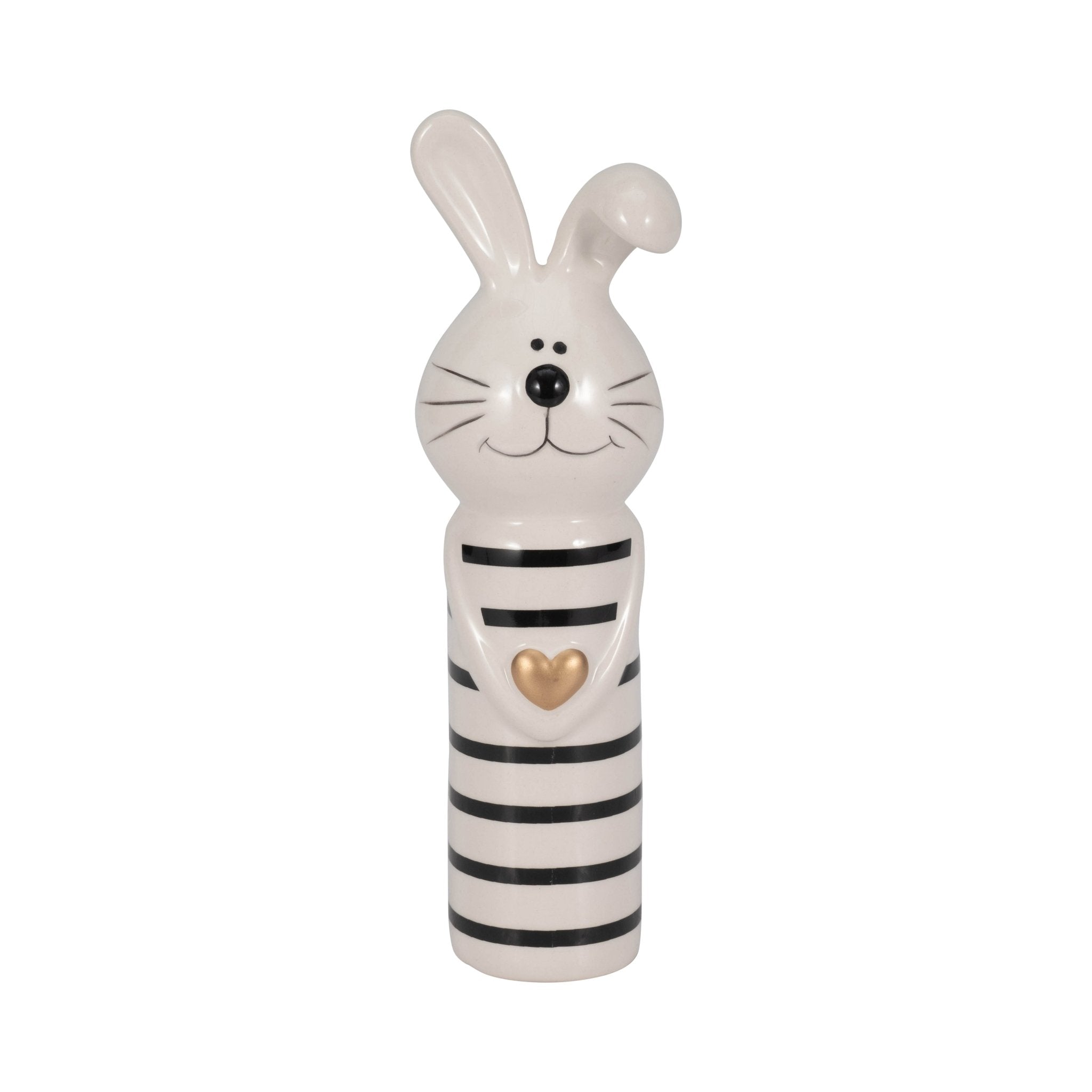 7" Lines Bunny With Gold Heart, White/black Table Decors| Sagebrook Home