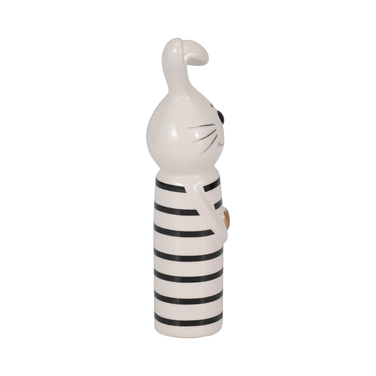 7" Lines Bunny With Gold Heart, White/black Table Decors| Sagebrook Home