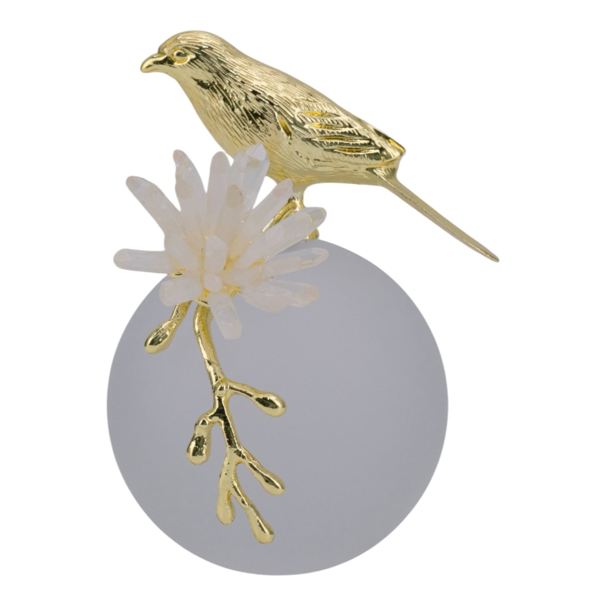 7" Madilynn Crystal Sphere Metal Bird Statuary Table Decors| Sagebrook Home