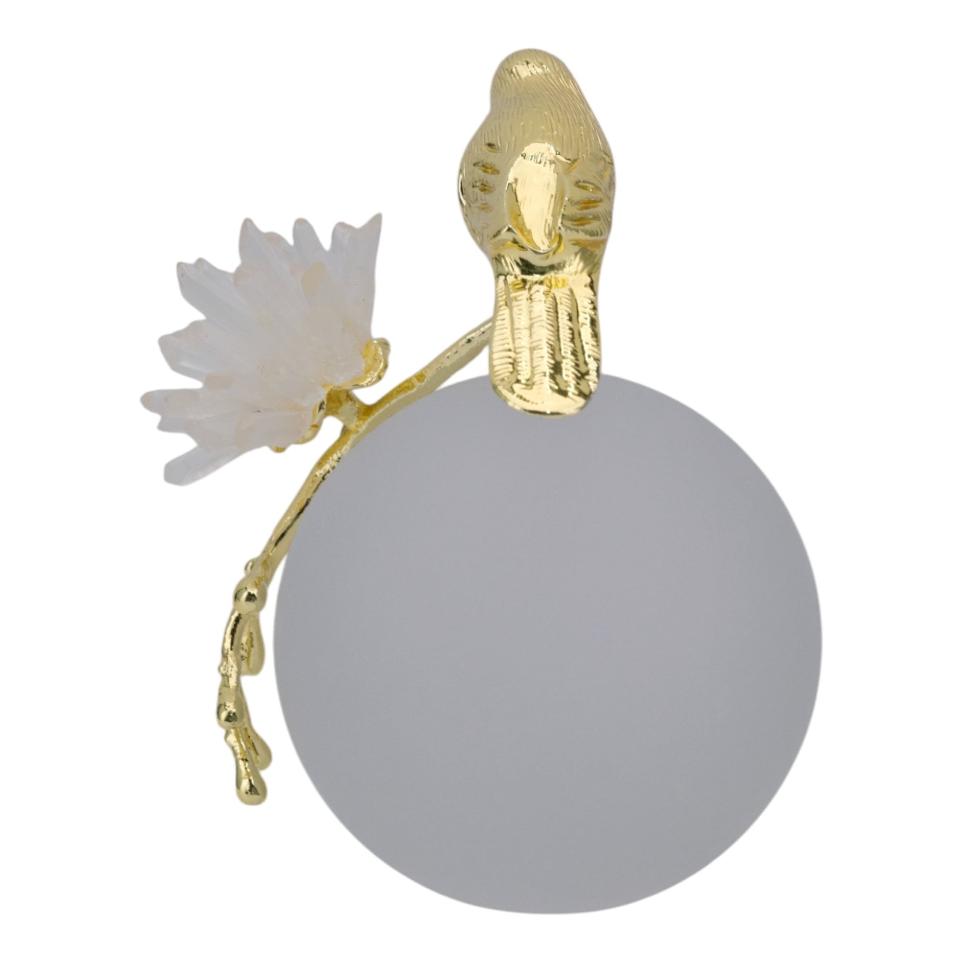 7" Madilynn Crystal Sphere Metal Bird Statuary Table Decors| Sagebrook Home