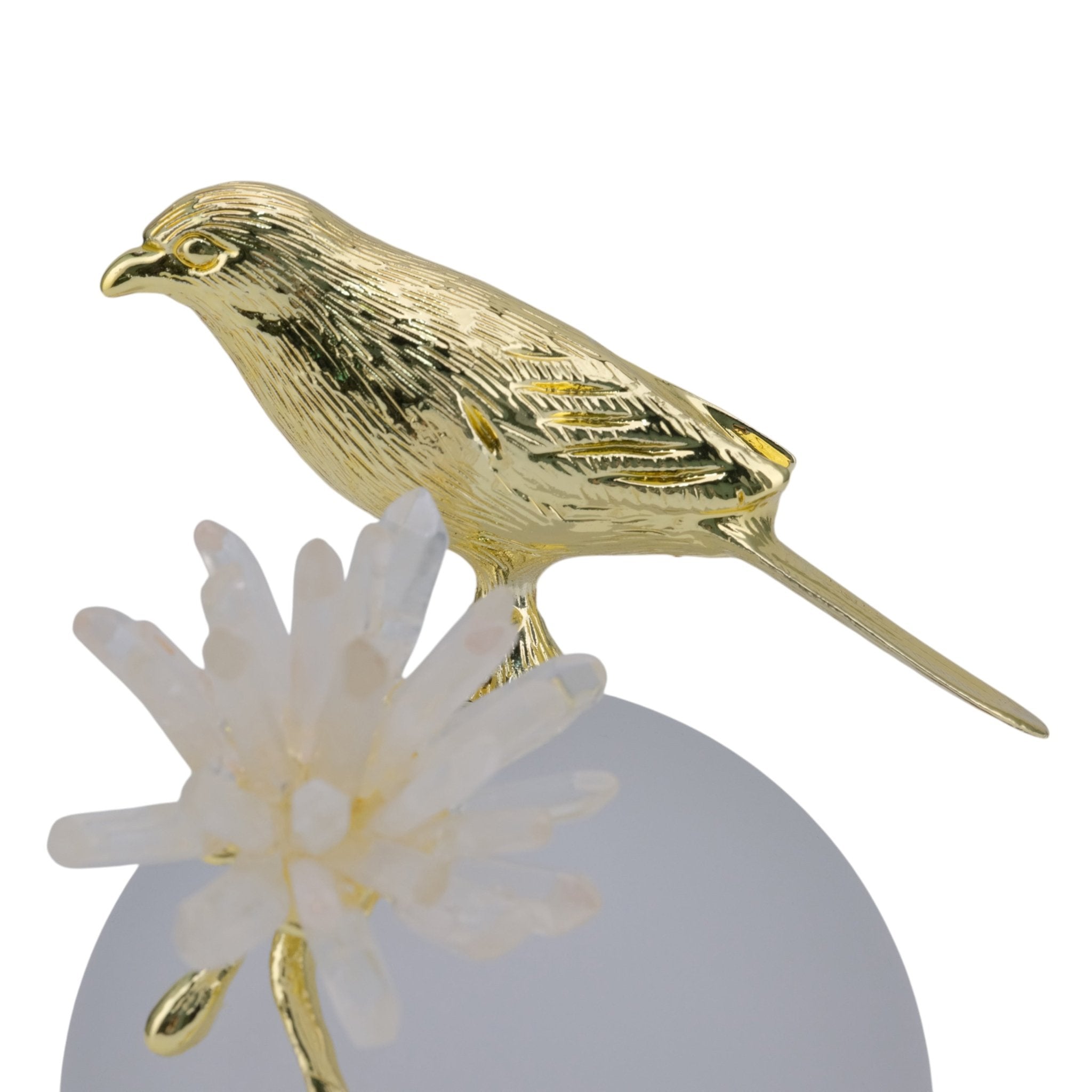 7" Madilynn Crystal Sphere Metal Bird Statuary Table Decors| Sagebrook Home