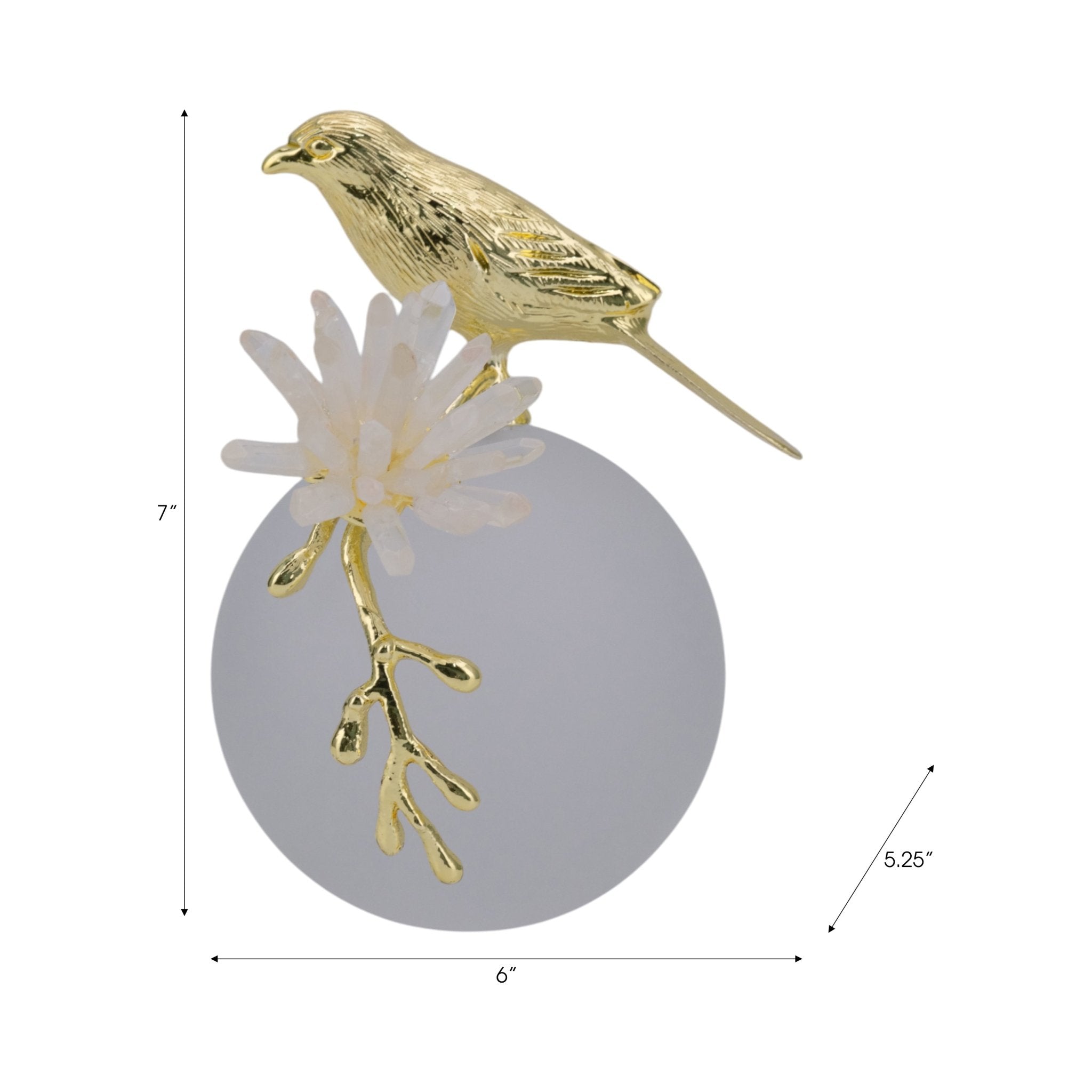 7" Madilynn Crystal Sphere Metal Bird Statuary Table Decors| Sagebrook Home