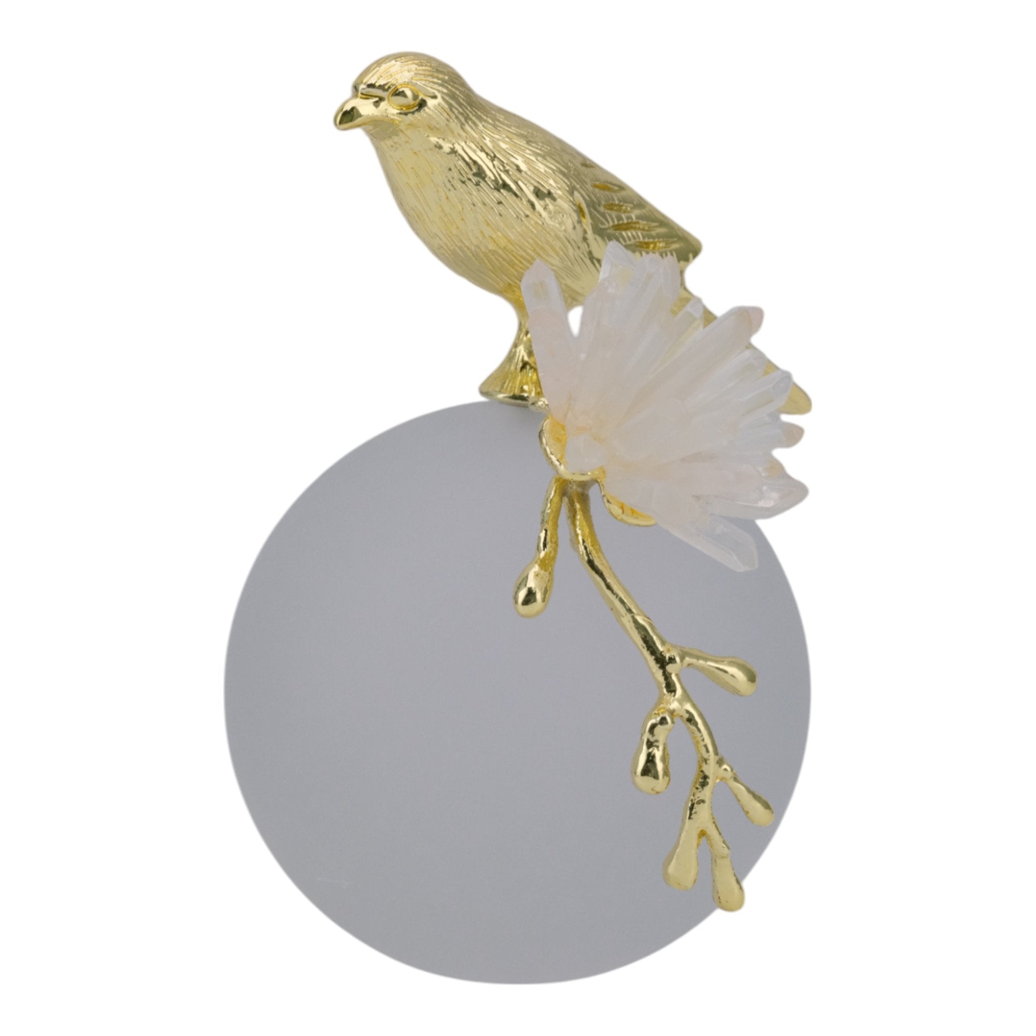 7" Madilynn Crystal Sphere Metal Bird Statuary Table Decors| Sagebrook Home
