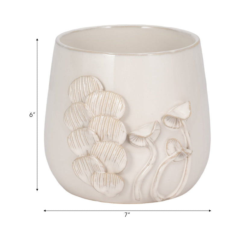 7" Mushroom Applique Planter, Ivory - Al Rugaib Furniture