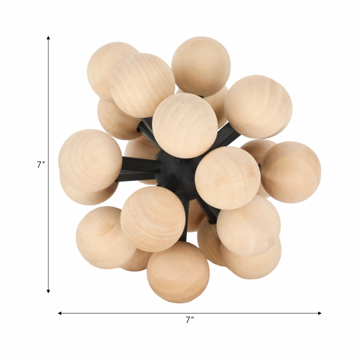 7" ORB WITH WOODEN KNOBS, BLACK/NATURAL Table Decors| Sagebrook Home