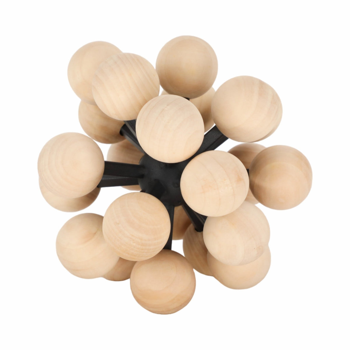7" ORB WITH WOODEN KNOBS, BLACK/NATURAL Table Decors| Sagebrook Home