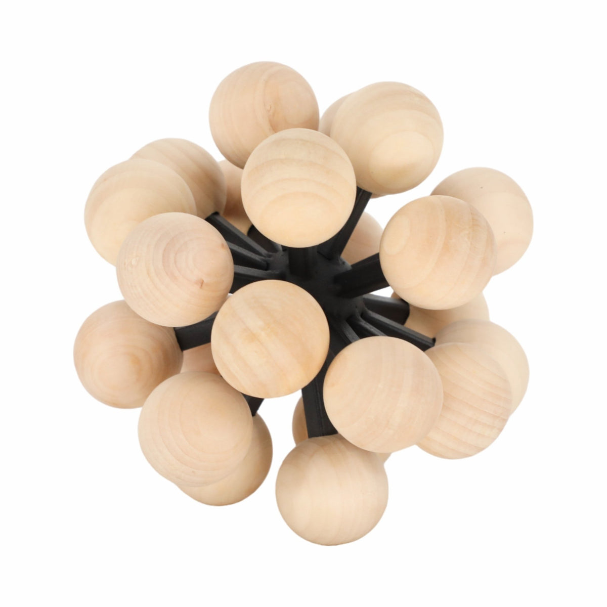 7" ORB WITH WOODEN KNOBS, BLACK/NATURAL Table Decors| Sagebrook Home