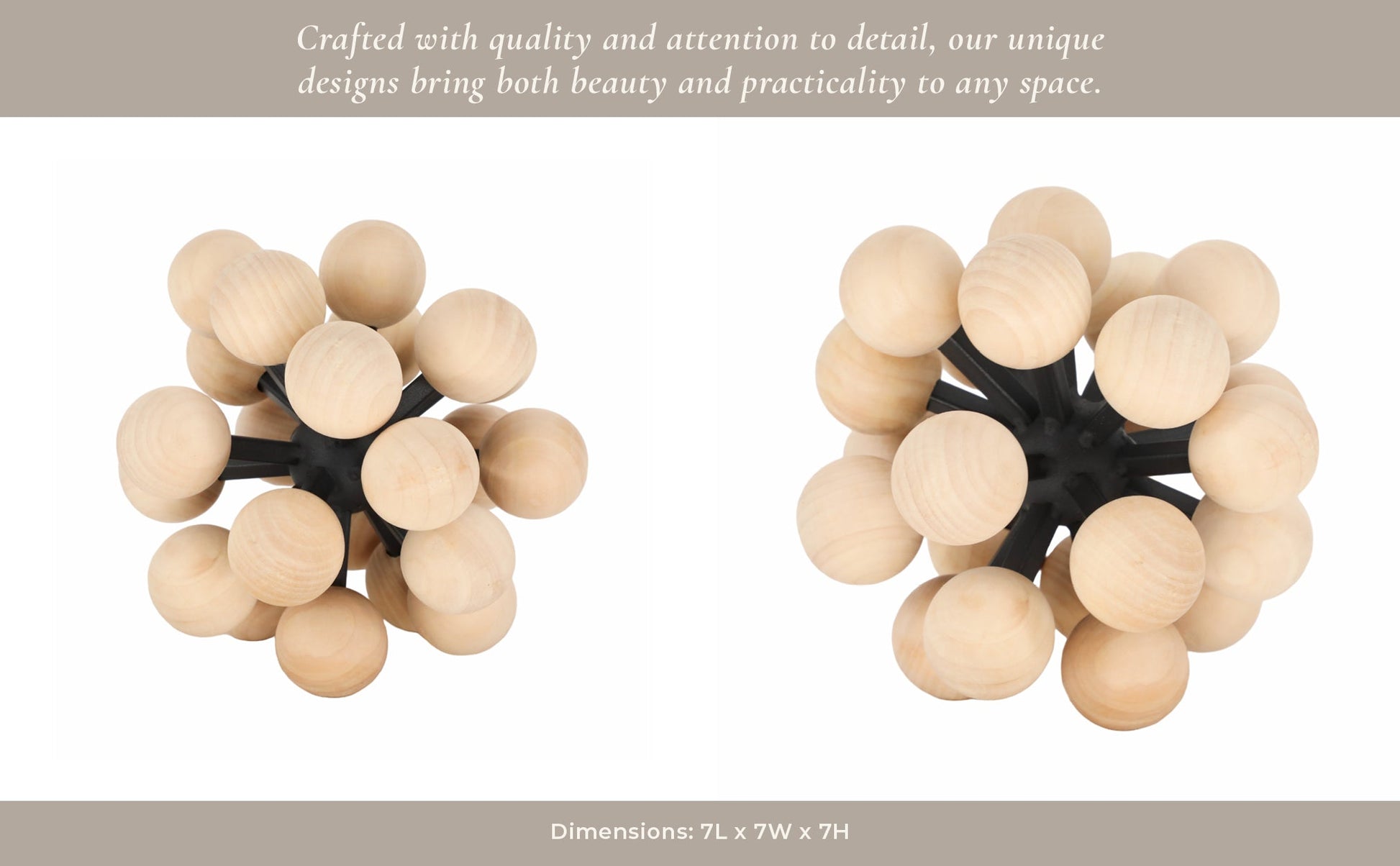 7" ORB WITH WOODEN KNOBS, BLACK/NATURAL Table Decors| Sagebrook Home