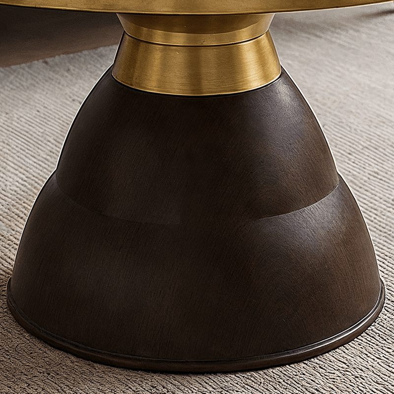7-Piece Ceramic Coffee & Side Table Set – Wood & Gold Base Table Sets| Otath