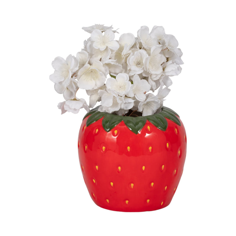 7" Strawberry Planter, Red/green - Al Rugaib Furniture
