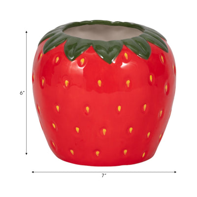 7" Strawberry Planter, Red/green - Al Rugaib Furniture