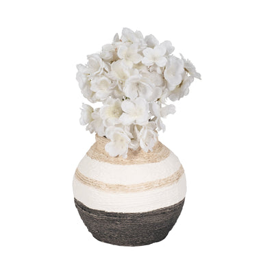 7" Striped Woven Textured Vase, Multi - Al Rugaib Furniture