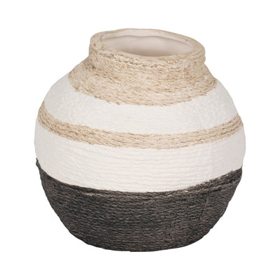 7" Striped Woven Textured Vase, Multi - Al Rugaib Furniture