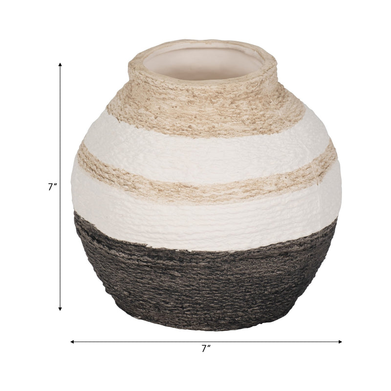 7" Striped Woven Textured Vase, Multi - Al Rugaib Furniture