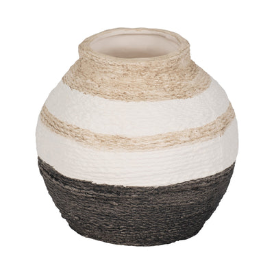 7" Striped Woven Textured Vase, Multi - Al Rugaib Furniture