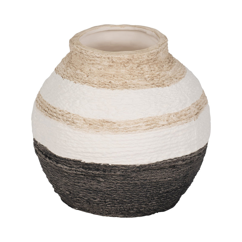 7" Striped Woven Textured Vase, Multi - Al Rugaib Furniture