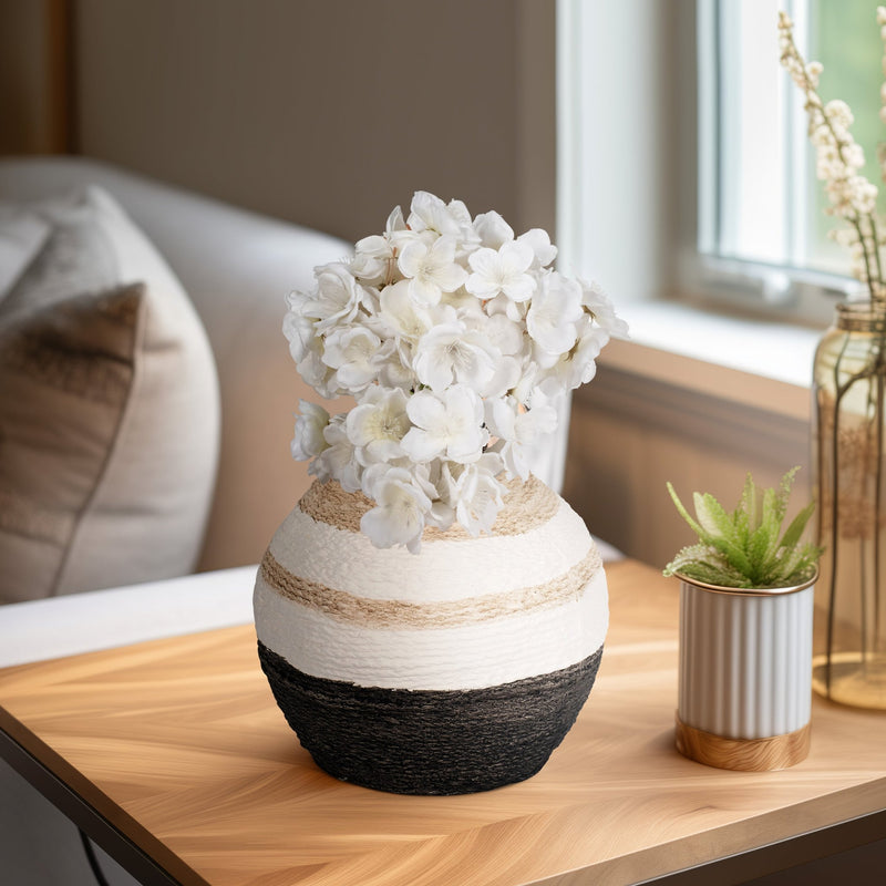 7" Striped Woven Textured Vase, Multi - Al Rugaib Furniture