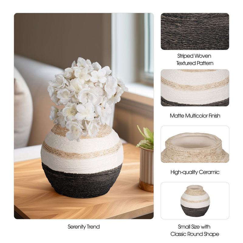 7" Striped Woven Textured Vase, Multi - Al Rugaib Furniture