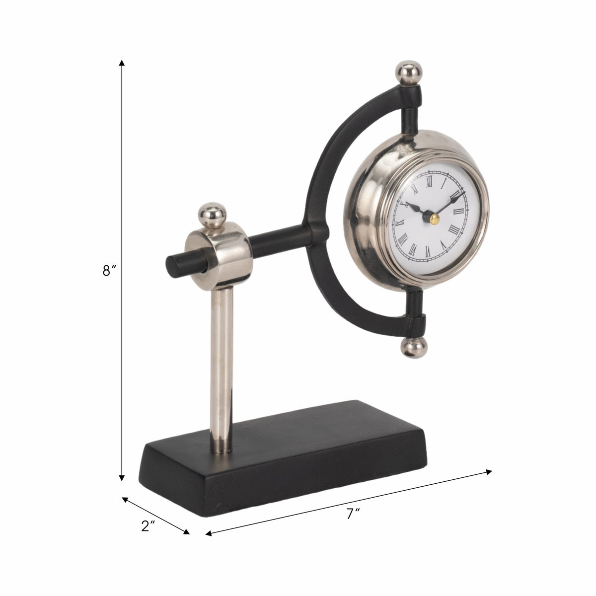 7" Tia Silver Desk Clock Table Decors| Sagebrook Home