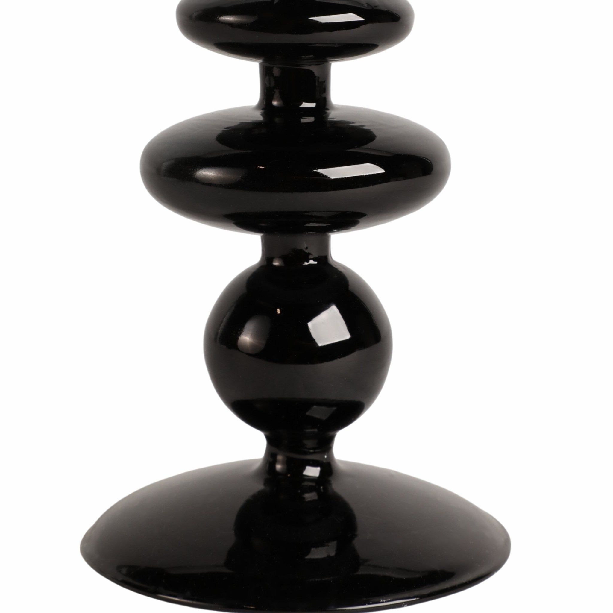 7" VINTAGE GLASS TAPER CANDLE HOLDER, BLACK Candle Holders| Sagebrook Home