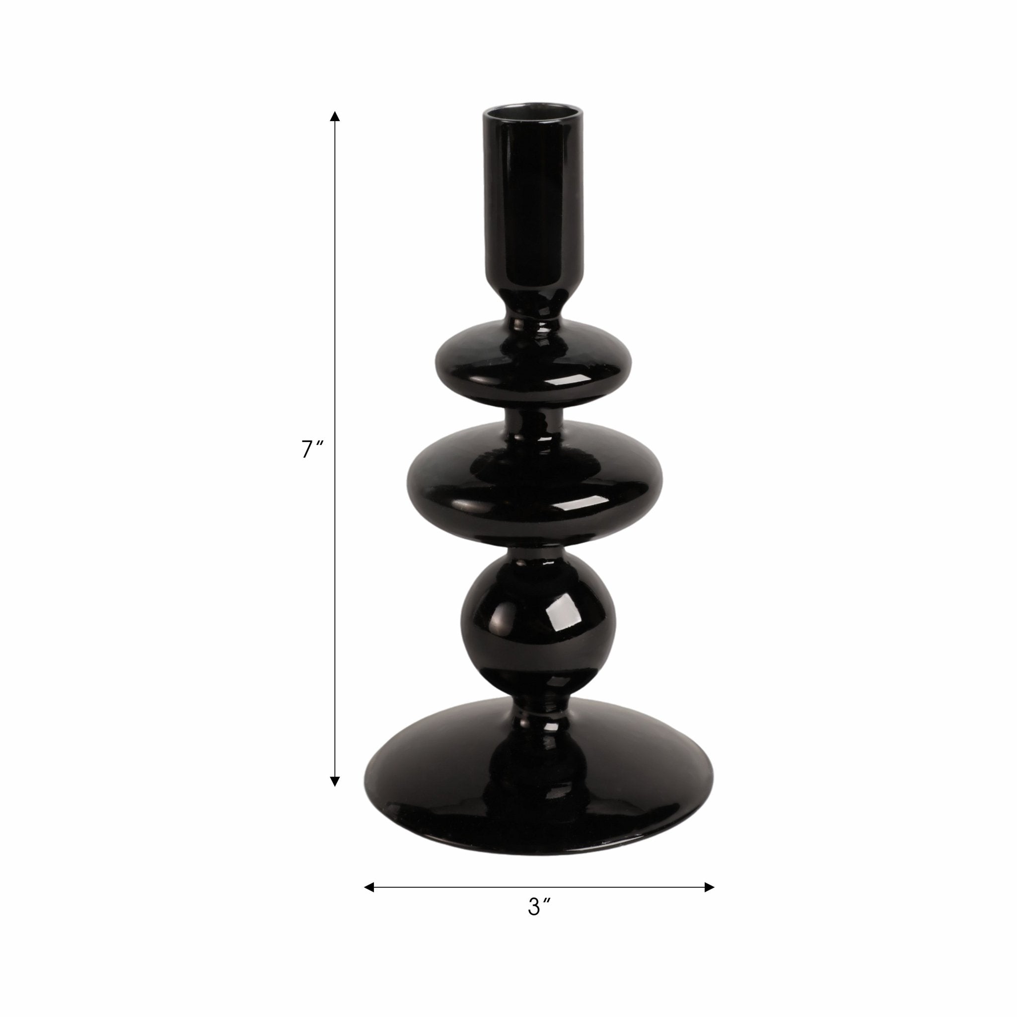 7" VINTAGE GLASS TAPER CANDLE HOLDER, BLACK Candle Holders| Sagebrook Home