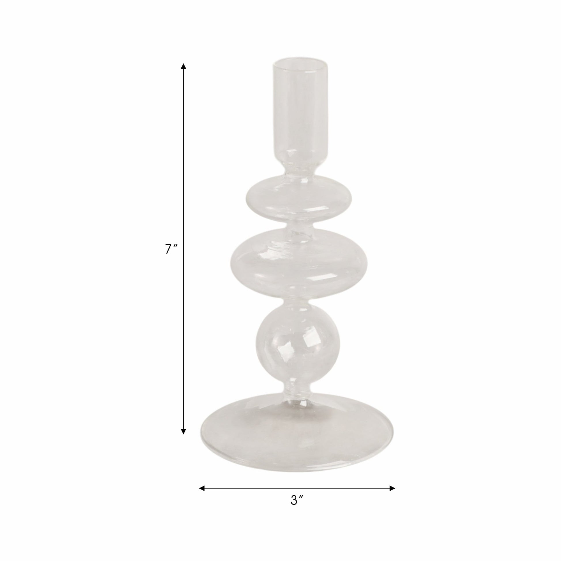 7" Vintage Glass Taper Candle Holder, Clear Candle Holders| Sagebrook Home