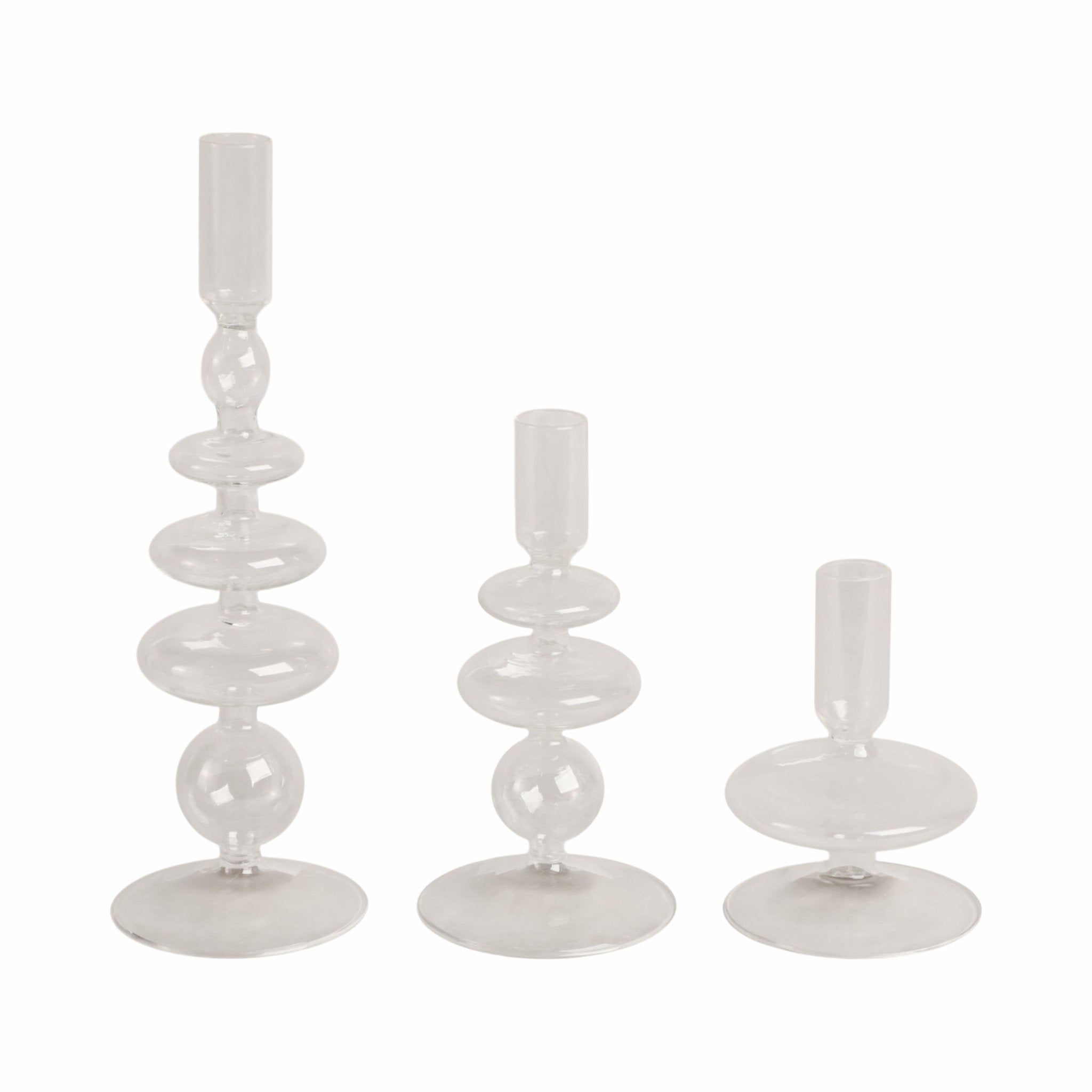 7" Vintage Glass Taper Candle Holder, Clear Candle Holders| Sagebrook Home