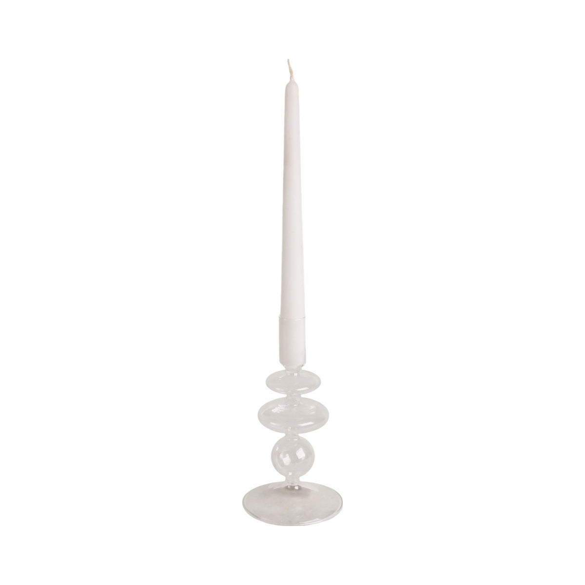 7" Vintage Glass Taper Candle Holder, Clear Candle Holders| Sagebrook Home