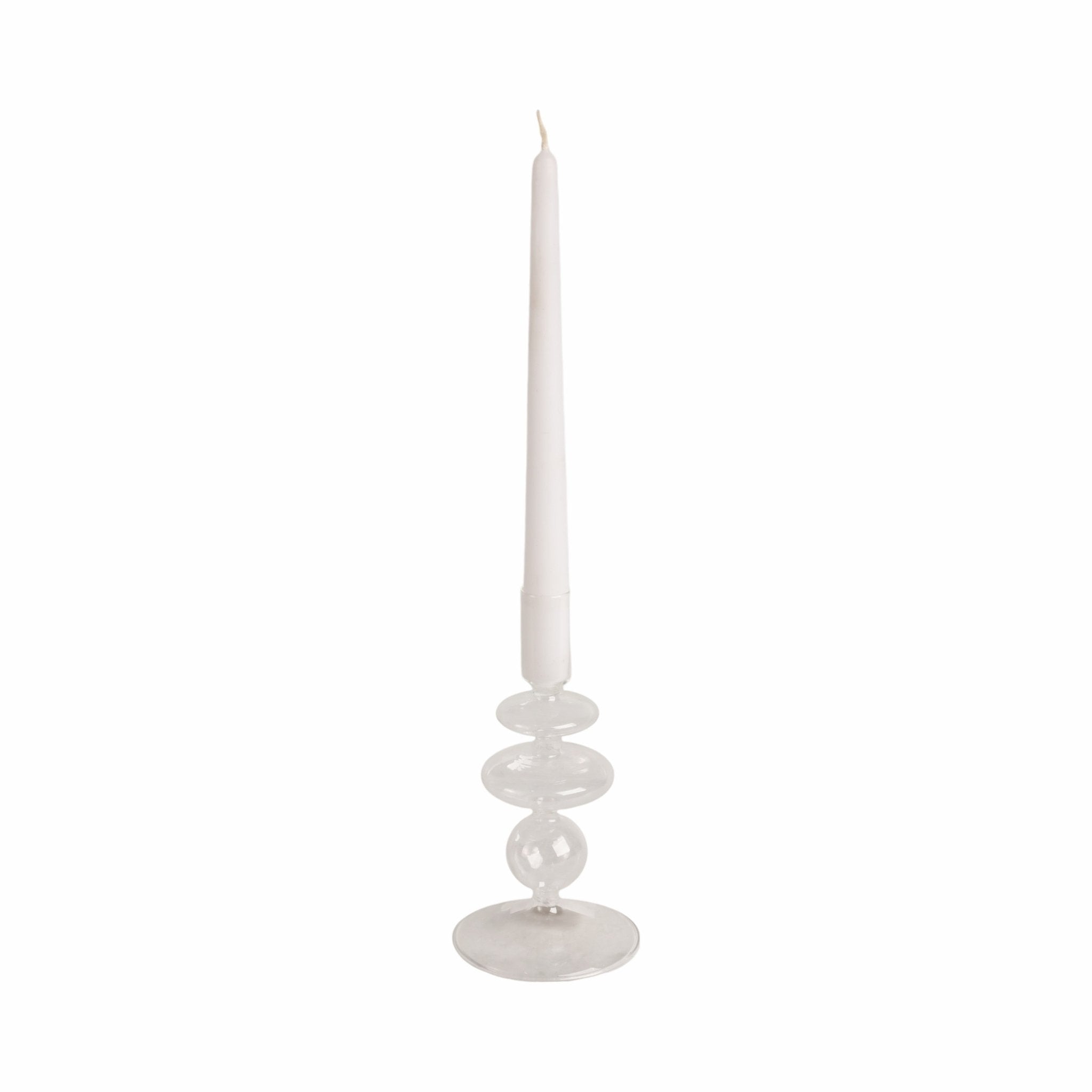 7" Vintage Glass Taper Candle Holder, Clear Candle Holders| Sagebrook Home