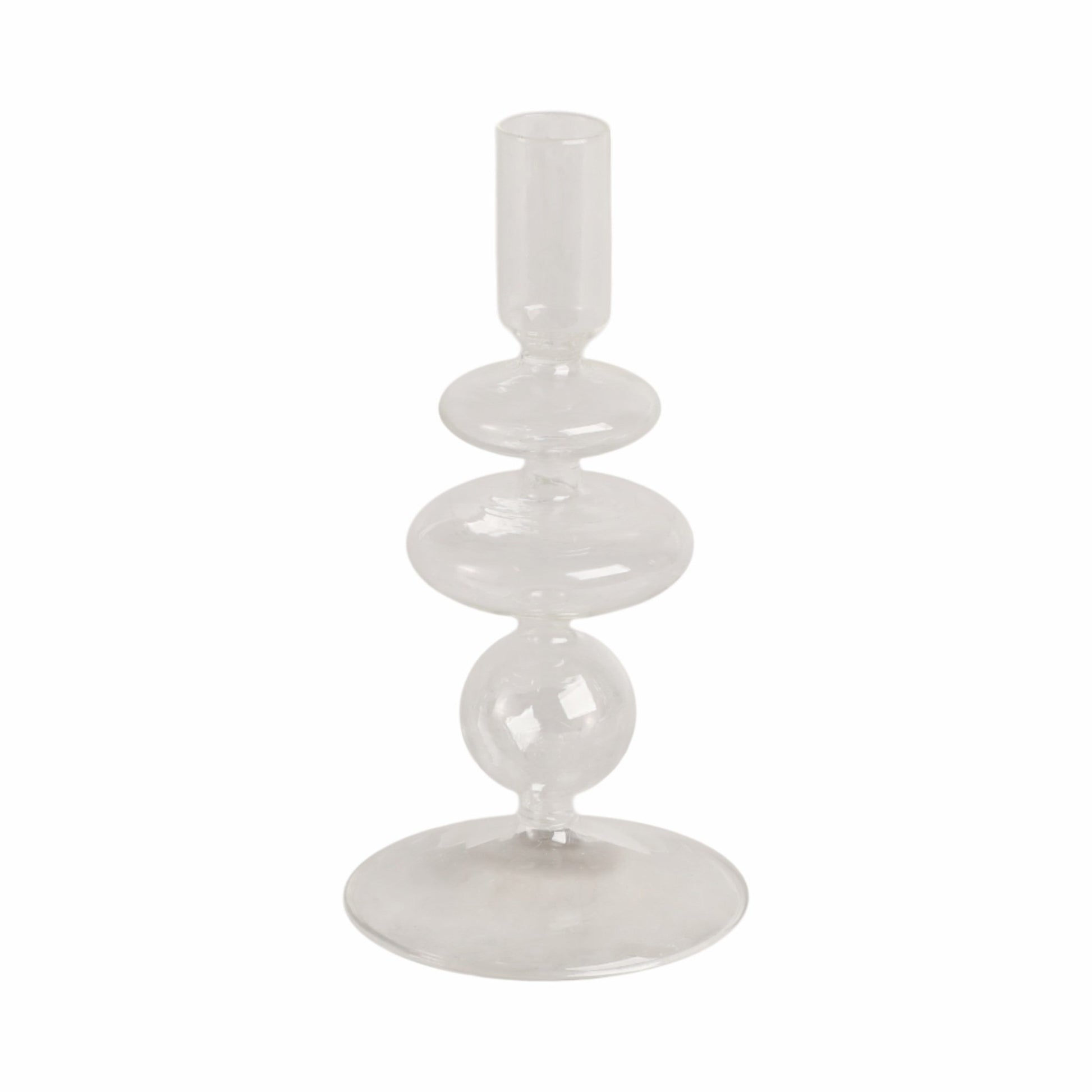 7" Vintage Glass Taper Candle Holder, Clear Candle Holders| Sagebrook Home