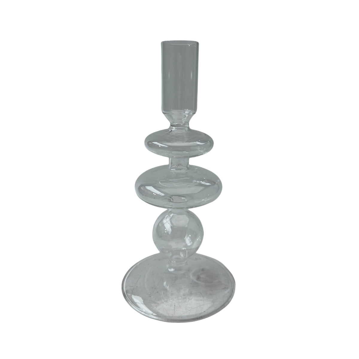7" Vintage Glass Taper Candle Holder, Clear Candle Holders| Sagebrook Home