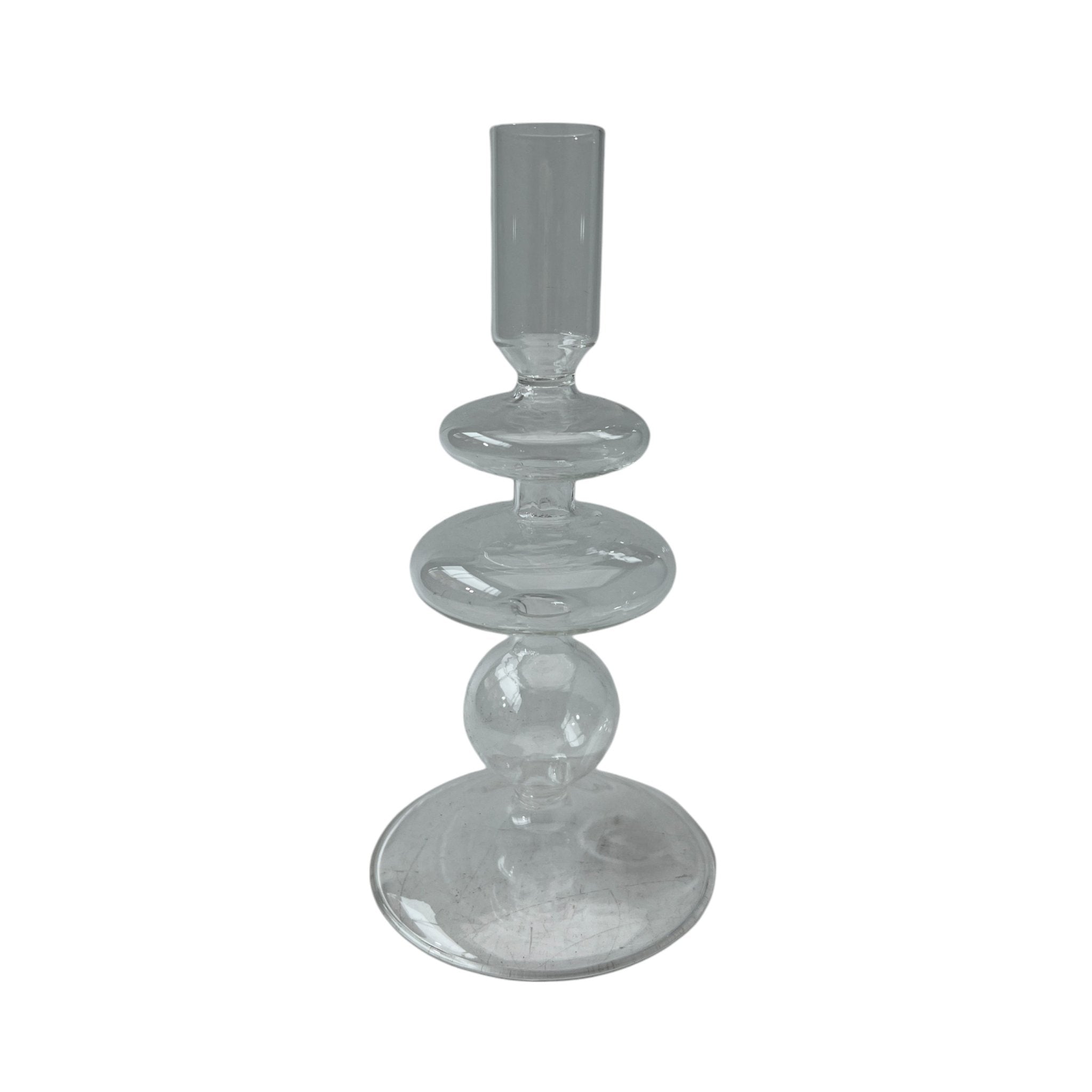 7" Vintage Glass Taper Candle Holder, Clear Candle Holders| Sagebrook Home