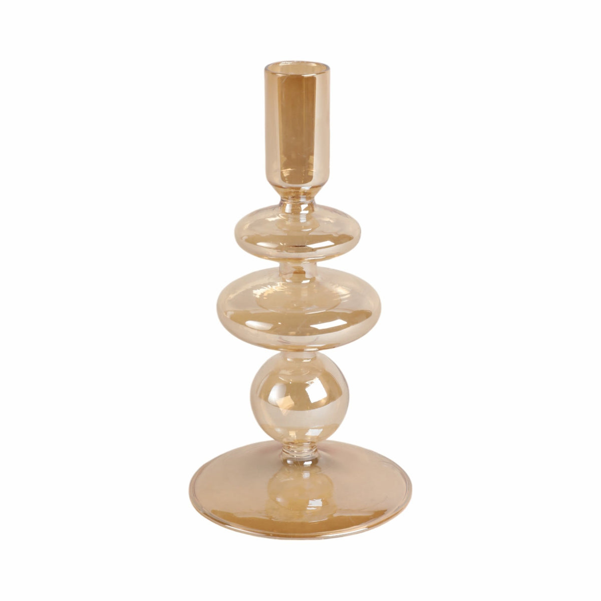 7" Vintage Glass Taper Candle Holder, Gold Luster Candle Holders| Sagebrook Home