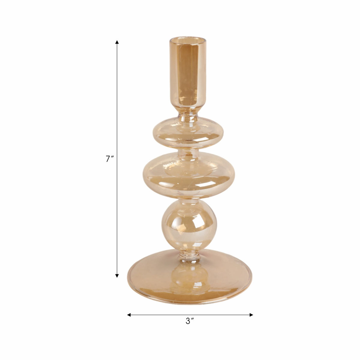 7" Vintage Glass Taper Candle Holder, Gold Luster Candle Holders| Sagebrook Home