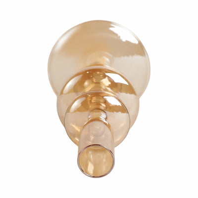 7" Vintage Glass Taper Candle Holder, Gold Luster - Al Rugaib Furniture